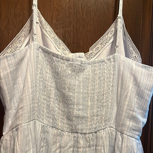 New White Lace Trim Striped Dress - Picture 12 of 16